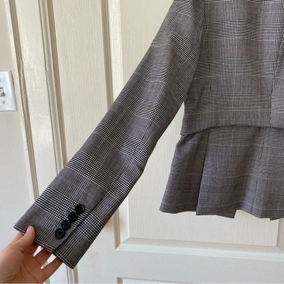 $695 Veronica Beard Paloma Wool Plaid Print Zipper Cropped Jacket Blazer size 6